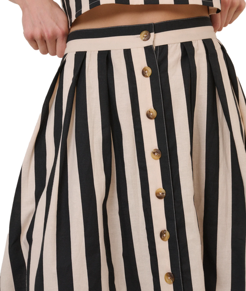 Button Through Midaxi Skirt - Multi