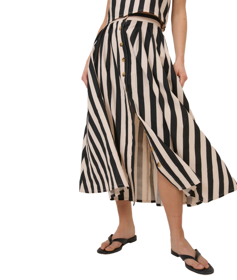 Button Through Midaxi Skirt - Multi