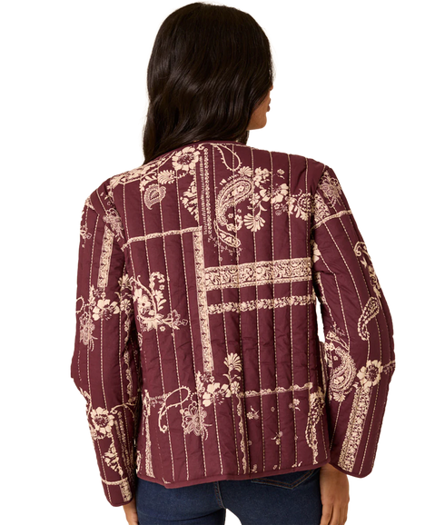 Quilted Printed Jacket - Red