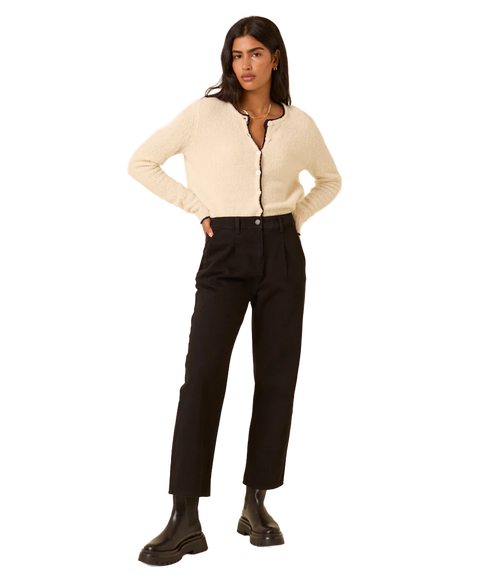 Pleat Front Straight Leg Jean - Black