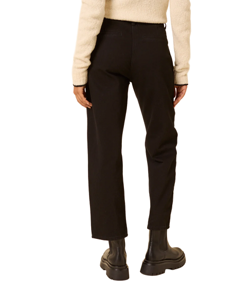 Pleat Front Straight Leg Jean - Black