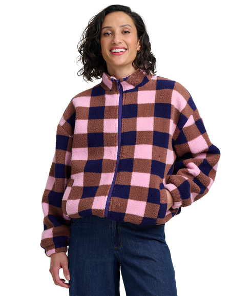 Hartley Zip Up Fleece - Navy/Pink