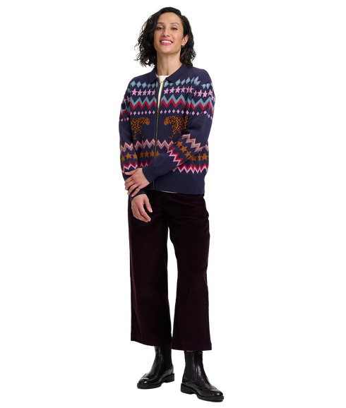 Katlin Knitted Bomber Jacket - Navy