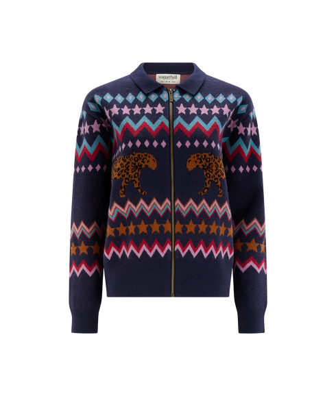Katlin Knitted Bomber Jacket - Navy