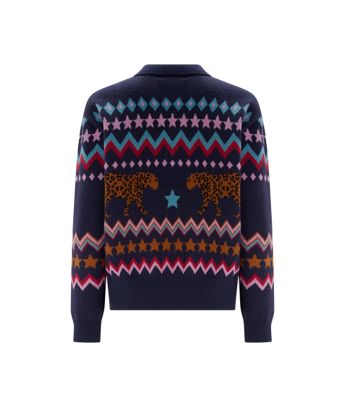 Katlin Knitted Bomber Jacket - Navy
