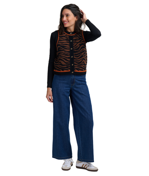Natalie Knitted Waistcoat - Brown/Black