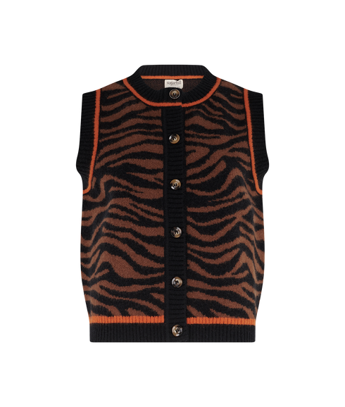 Natalie Knitted Waistcoat - Brown/Black