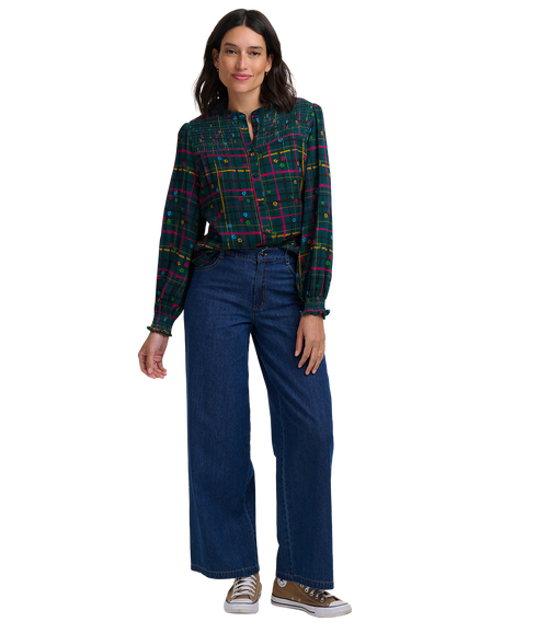 Mina Shirred Blouse - Green