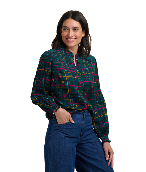 Mina Shirred Blouse - Green