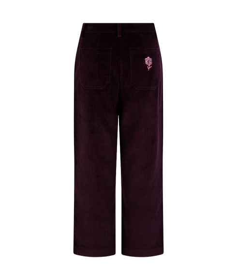 Lindley Cord Cropped Trousers - Dark Plum