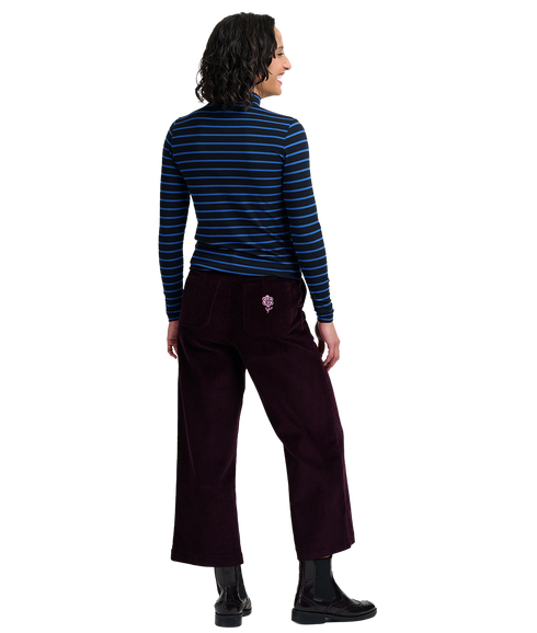 Lindley Cord Cropped Trousers - Dark Plum