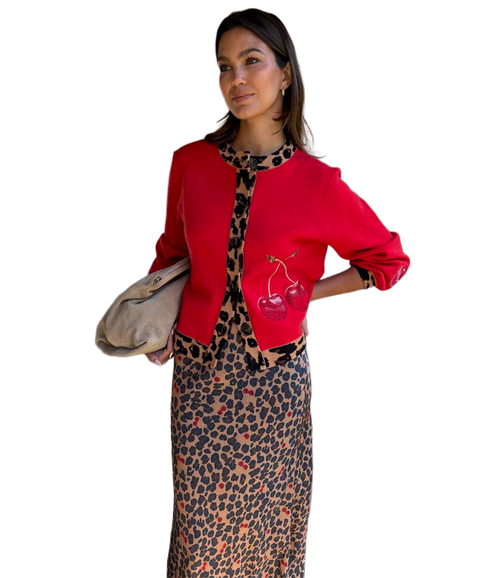 Cherry Leopard Cardigan - Cherry Leopard