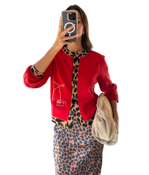 Cherry Leopard Cardigan - Cherry Leopard