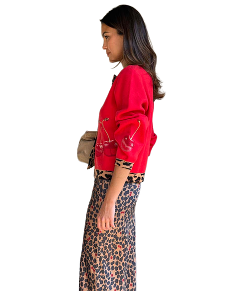 Cherry Leopard Cardigan - Cherry Leopard