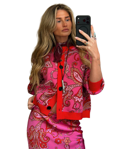 Paisley Oslo Cardigan - Pink