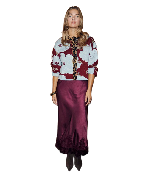 Poppy Cardigan - Burgundy/Blue
