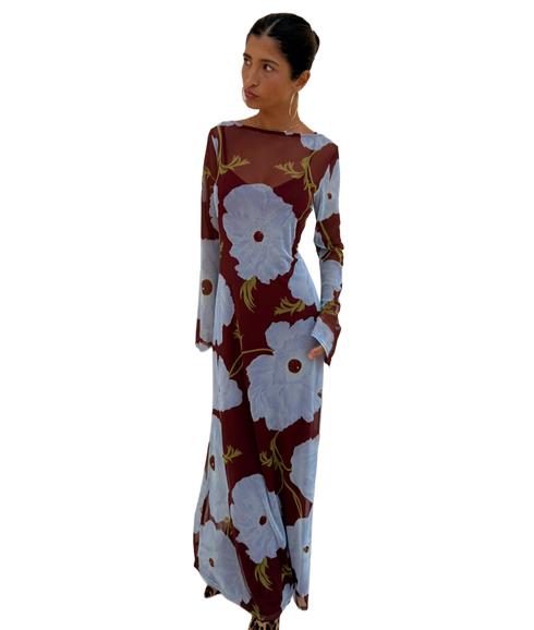 Poppy Aria Dress - Burgundy/Blue