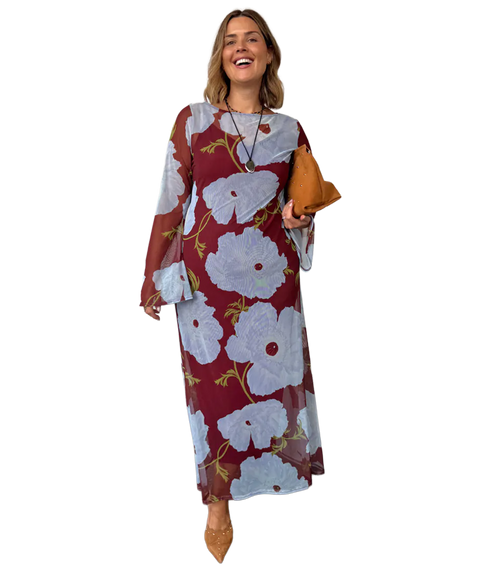 Poppy Aria Dress - Burgundy/Blue