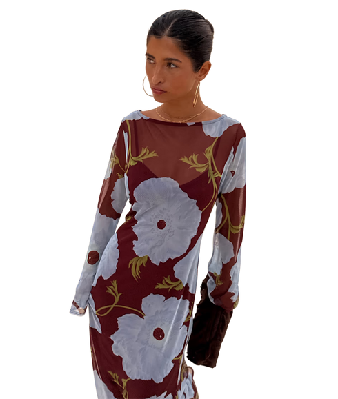 Poppy Aria Dress - Burgundy/Blue