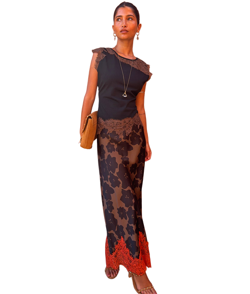 Maeva Skirt Jaden Floral Print - Brown