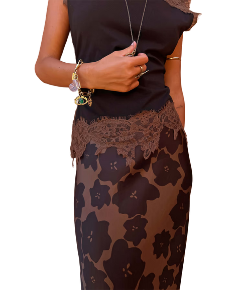 Maeva Skirt Jaden Floral Print - Brown