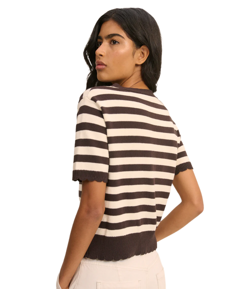Short Sleeve Tie Neck Cardi - White
