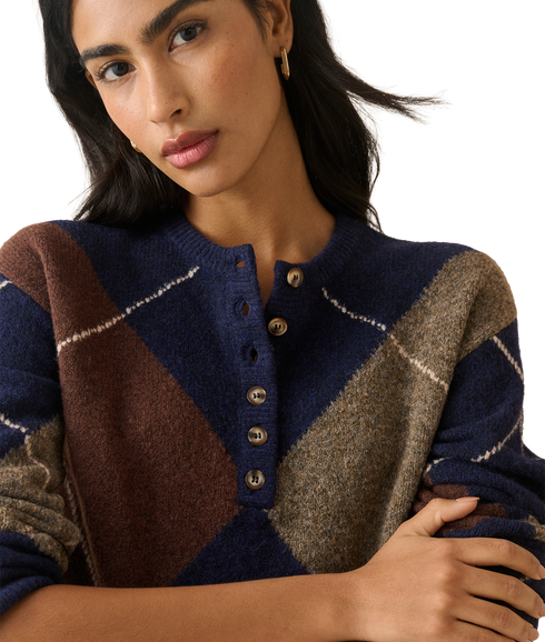 Henley Long Sleeve Jumper - Multi
