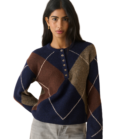 Henley Long Sleeve Jumper - Multi