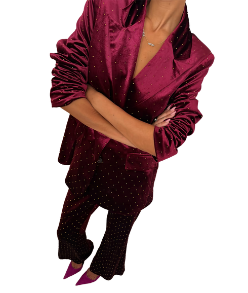 Velvet Blazer - Burgundy