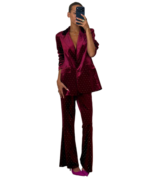 Velvet Blazer - Burgundy