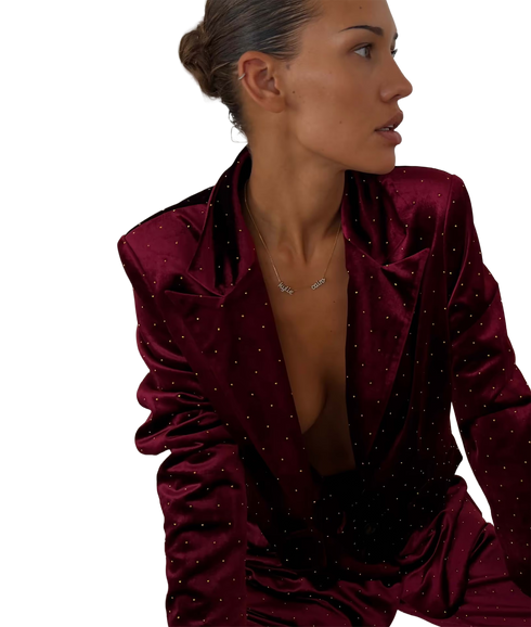 Velvet Blazer - Burgundy