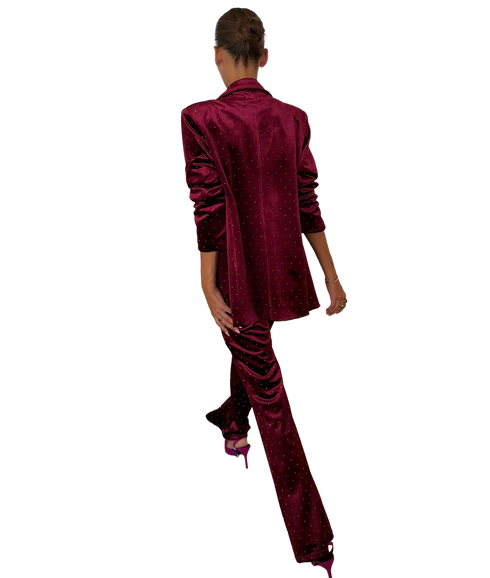 Velvet Blazer - Burgundy