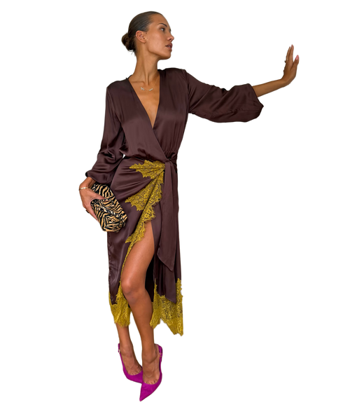 Isabella Wrap Dress - Chocolate