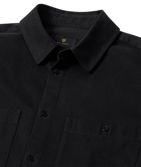 Outpost Cotton Shirt - Herringbone Black