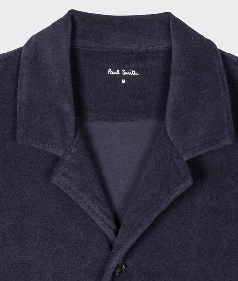 Men Shirt Ss Towel Stripe - Inky Blue