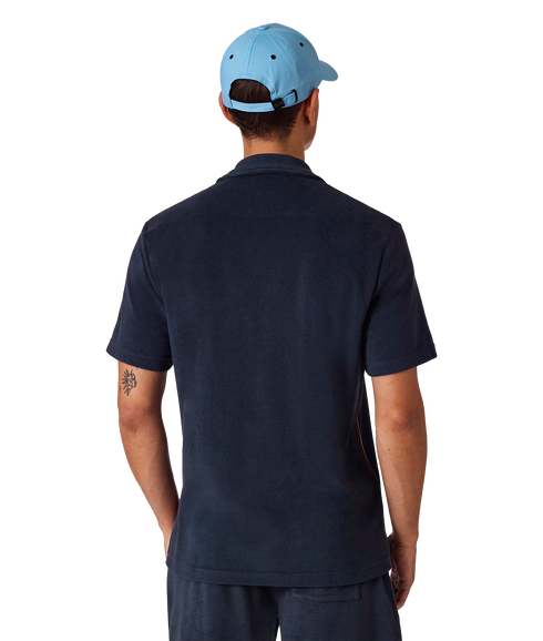 Men Shirt Ss Towel Stripe - Inky Blue