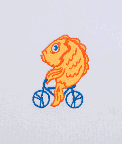 Fish On A Bike Tee - White