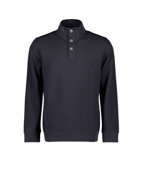 Ellis Button Neck Lux Jersey Sweat - Navy