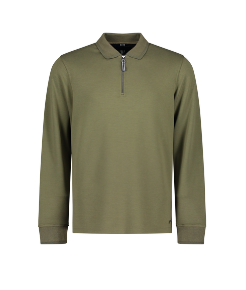 Legra Zip Neck Lux Jersey Long Sleeve Polo - Green