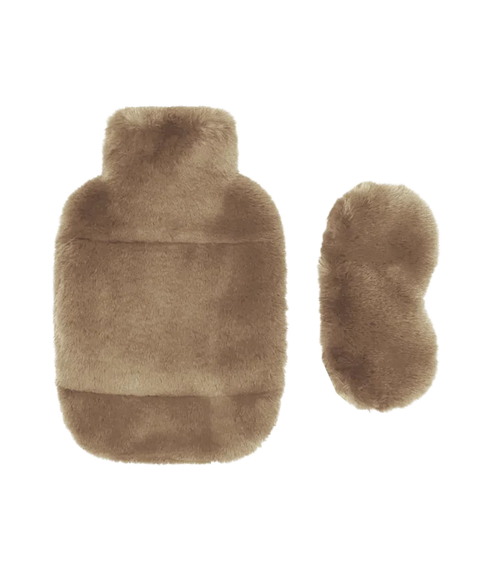 Faux Fur Hot Water Bottle - Camel