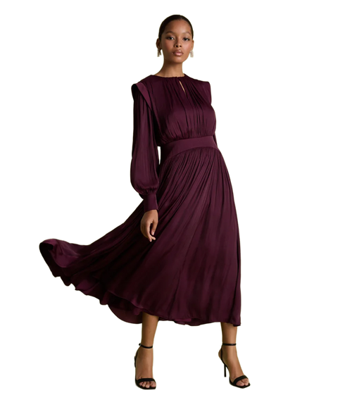 Midi Dress w. Keyhole - Burgundy
