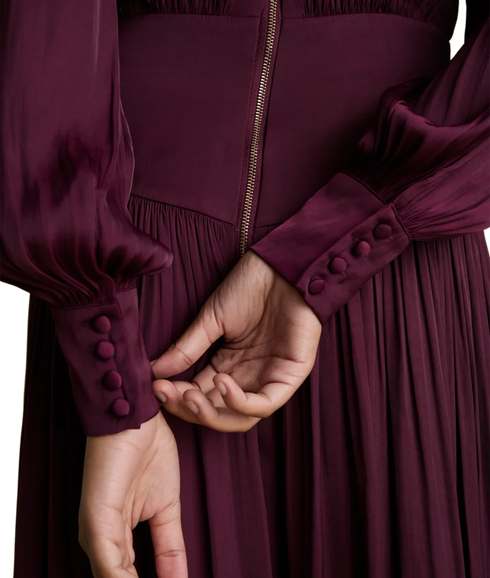 Midi Dress w. Keyhole - Burgundy