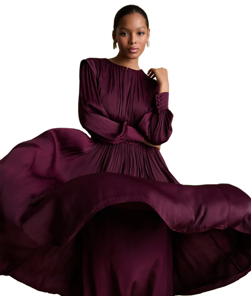 Midi Dress w. Keyhole - Burgundy
