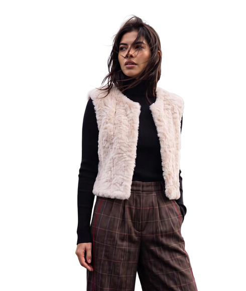 Edelweiss Faux Fur Gilet - Cream