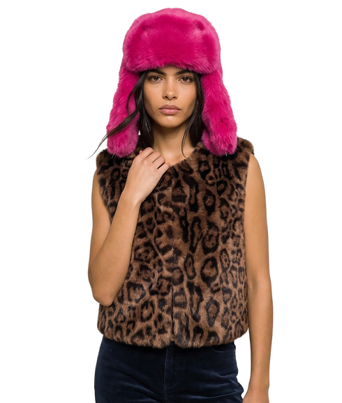 Edelweiss Faux Fur Gilet - Choc Leopard