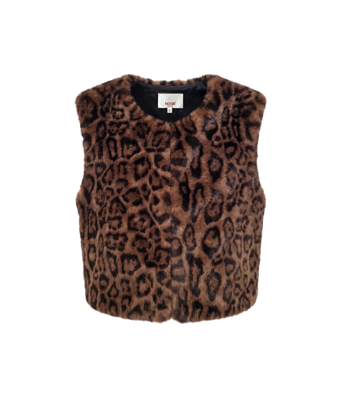 Edelweiss Faux Fur Gilet - Choc Leopard