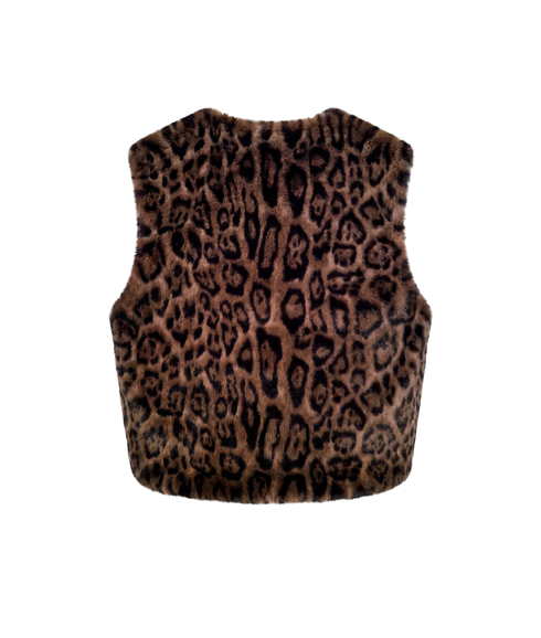 Edelweiss Faux Fur Gilet - Choc Leopard