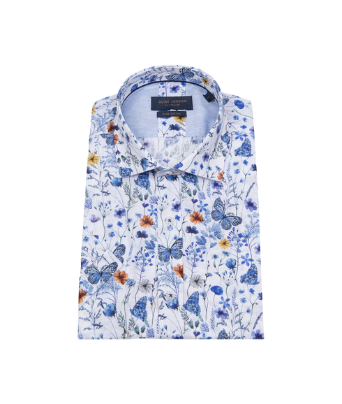 Summer Garden Short Sleeve Shirt - Blue/White