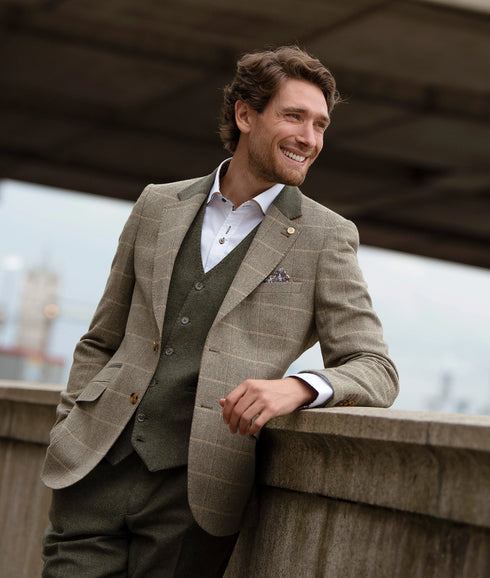 Herringbone Check Jacket - Green