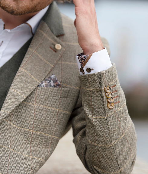 Herringbone Check Jacket - Green